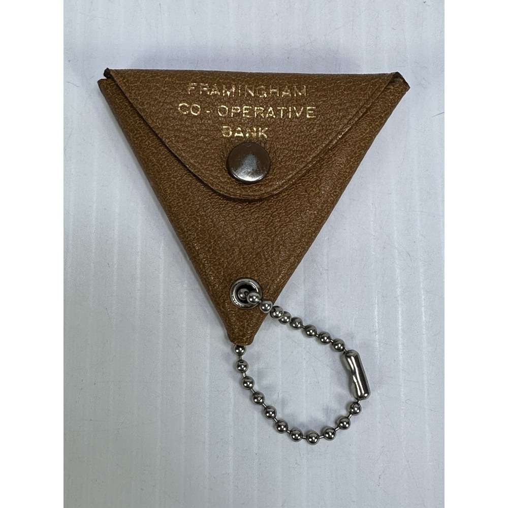 Vintage Leather‎ Key Chain Coin Holder Framingham Co Operative Bank